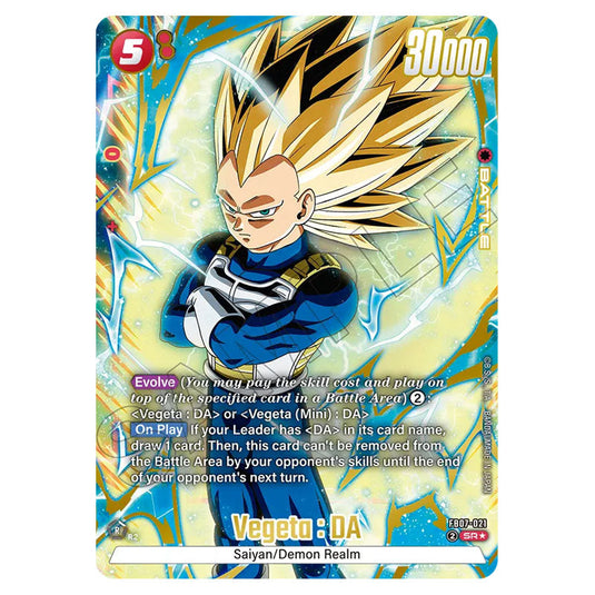 Vegeta : DA FB07-021a card from the Dragon Ball Super Card Game Fusion World set FB07 - Wish for Shenron