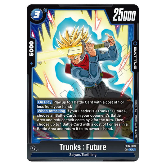 Trunks : Future FB07-039 card from the Dragon Ball Super Card Game Fusion World set FB07 - Wish for Shenron