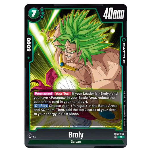 Broly FB07-068 card from the Dragon Ball Super Card Game Fusion World set FB07 - Wish for Shenron