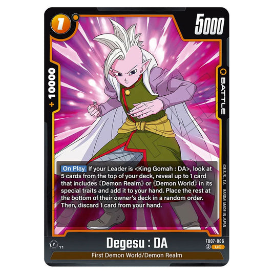 Degesu : DA FB07-086 card from the Dragon Ball Super Card Game Fusion World set FB07 - Wish for Shenron