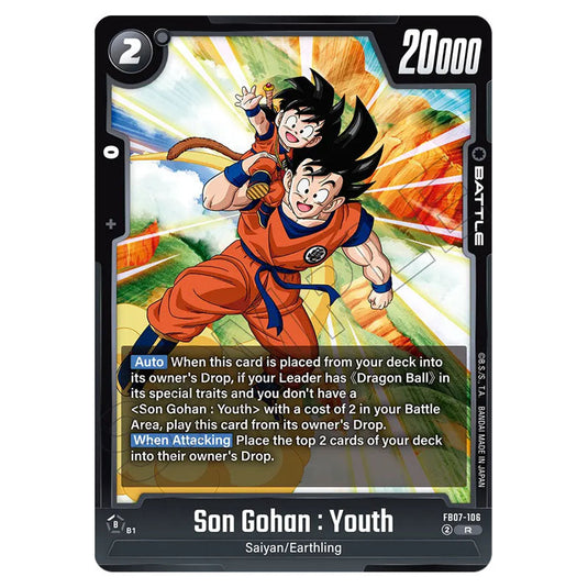 Son Gohan : Youth FB07-106 card from the Dragon Ball Super Card Game Fusion World set FB07 - Wish for Shenron