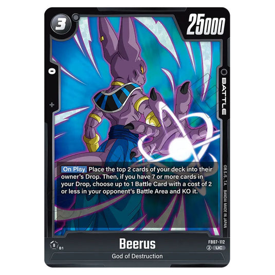 Beerus FB07-112 card from the Dragon Ball Super Card Game Fusion World set FB07 - Wish for Shenron