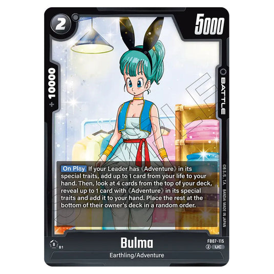 Bulma FB07-115 card from the Dragon Ball Super Card Game Fusion World set FB07 - Wish for Shenron