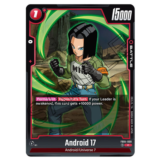 Android 17 FB04-009 card from the Dragon Ball Super Card Game Fusion World set FB04 - Ultra Limit