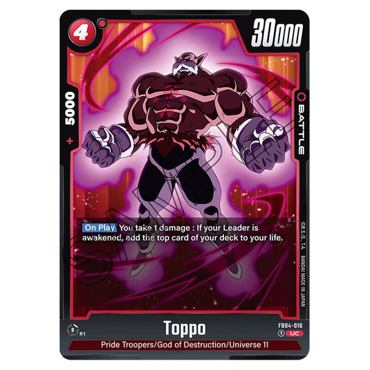 Toppo FB04-016 card from the Dragon Ball Super Card Game Fusion World set FB04 - Ultra Limit