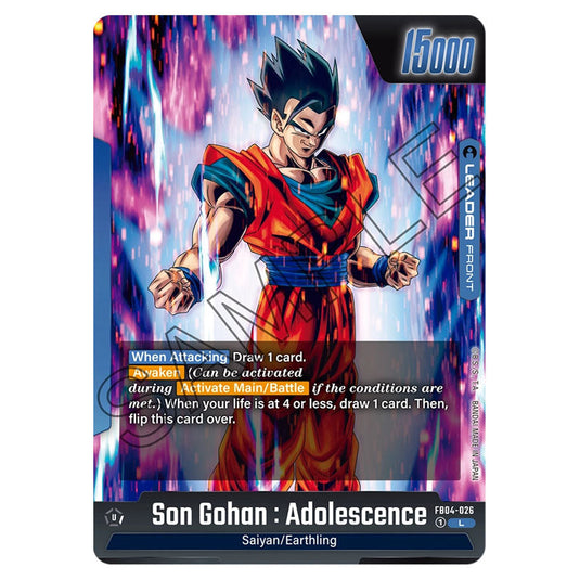 Son Gohan : Adolescence FB04-026 card from the Dragon Ball Super Card Game Fusion World set FB04 - Ultra Limit