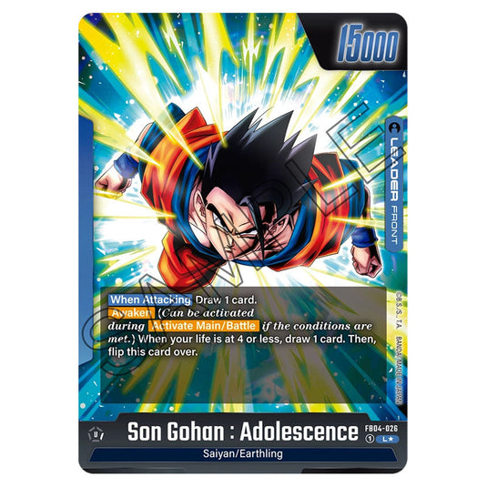 Son Gohan : Adolescence FB04-026a card from the Dragon Ball Super Card Game Fusion World set FB04 - Ultra Limit