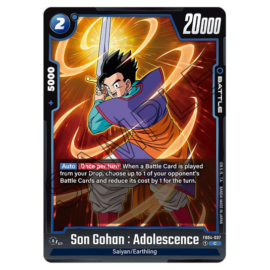 Son Gohan : Adolescence FB04-037 card from the Dragon Ball Super Card Game Fusion World set FB04 - Ultra Limit