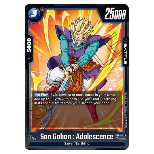 Son Gohan : Adolescence FB04-038 card from the Dragon Ball Super Card Game Fusion World set FB04 - Ultra Limit