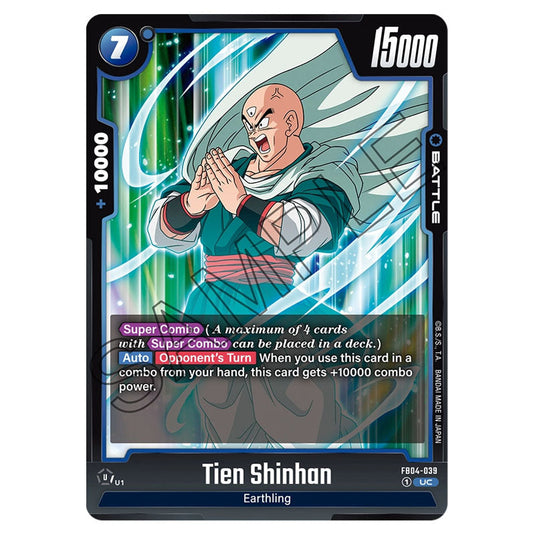 Tien Shinhan FB04-039 card from the Dragon Ball Super Card Game Fusion World set FB04 - Ultra Limit