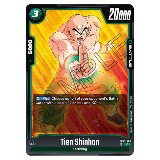 Tien Shinhan FB04-063 card from the Dragon Ball Super Card Game Fusion World set FB04 - Ultra Limit