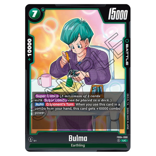 Bulma FB04-068 card from the Dragon Ball Super Card Game Fusion World set FB04 - Ultra Limit