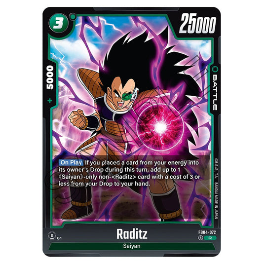 Raditz FB04-072 card from the Dragon Ball Super Card Game Fusion World set FB04 - Ultra Limit