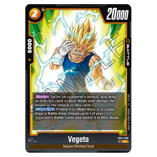 Vegeta FB04-088 card from the Dragon Ball Super Card Game Fusion World set FB04 - Ultra Limit