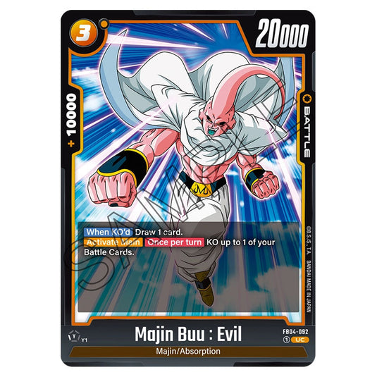 Majin Buu : Evil FB04-092 card from the Dragon Ball Super Card Game Fusion World set FB04 - Ultra Limit