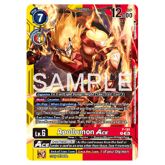 Apollomon P-191 card from the Digimon set LM-07: Limited Card Pack Another Knight