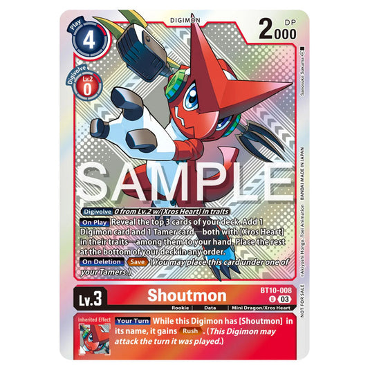 Digimon Card Game - Promo - Shoutmon - BT10-008 Digimon Card Game - Promo - Shoutmon - BT10-008