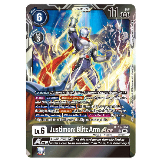 Justimon: Blitz Arm BT19-064 card from the Digimon set BT19-20: Special Booster Ver.2.5