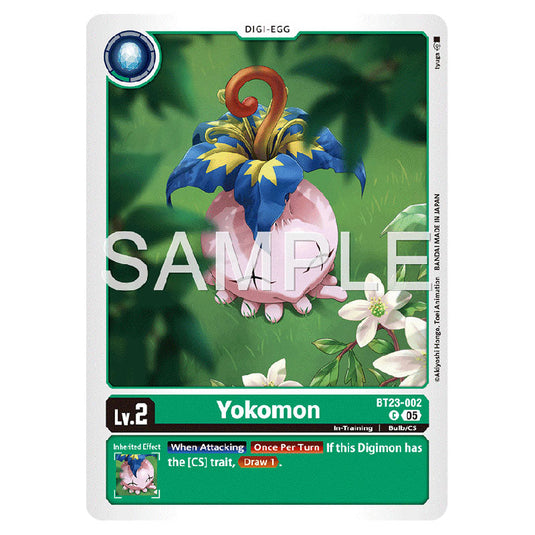 Yokomon BT23-002 card from the Digimon set BT-23: Booster Hackers' Slumber