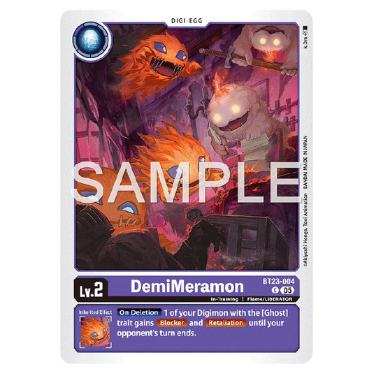 DemiMeramon BT23-004 card from the Digimon set BT-23: Booster Hackers' Slumber