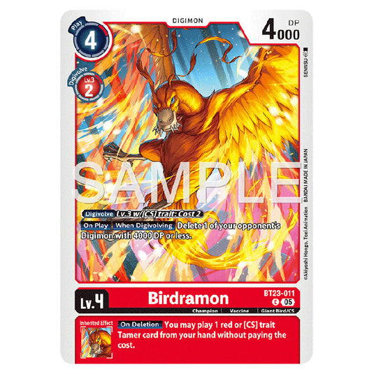 Birdramon BT23-011 card from the Digimon set BT-23: Booster Hackers' Slumber