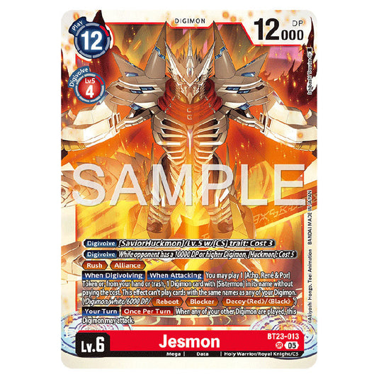 Jesmon BT23-013 card from the Digimon set BT-23: Booster Hackers' Slumber