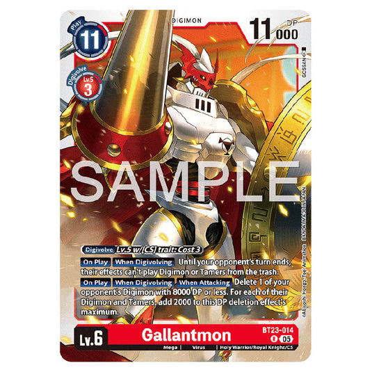 Gallantmon BT23-014 card from the Digimon set BT-23: Booster Hackers' Slumber