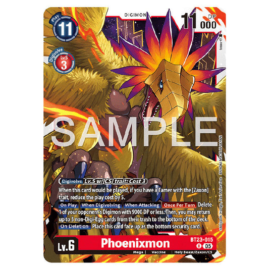 Phoenixmon BT23-015 card from the Digimon set BT-23: Booster Hackers' Slumber