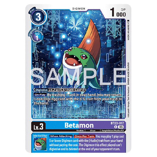 Betamon BT23-017 card from the Digimon set BT-23: Booster Hackers' Slumber