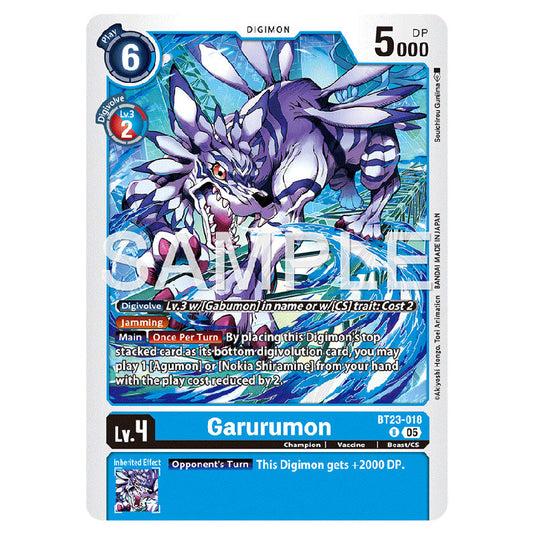 Garurumon BT23-018 card from the Digimon set BT-23: Booster Hackers' Slumber
