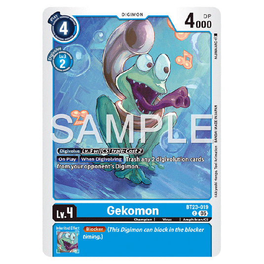 Gekomon BT23-019 card from the Digimon set BT-23: Booster Hackers' Slumber