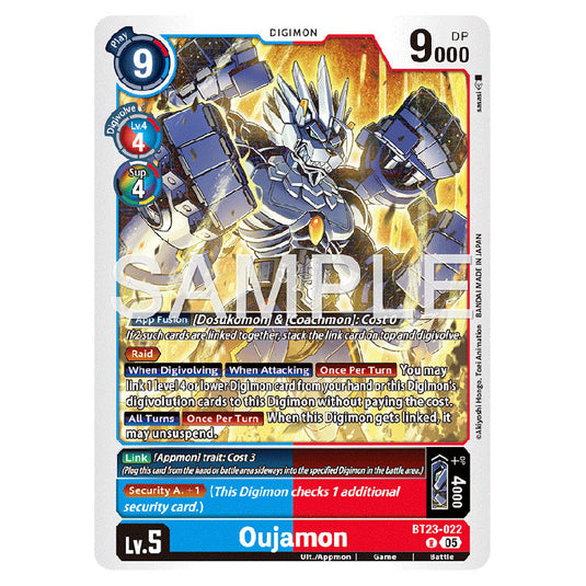 Oujamon BT23-022 card from the Digimon set BT-23: Booster Hackers' Slumber