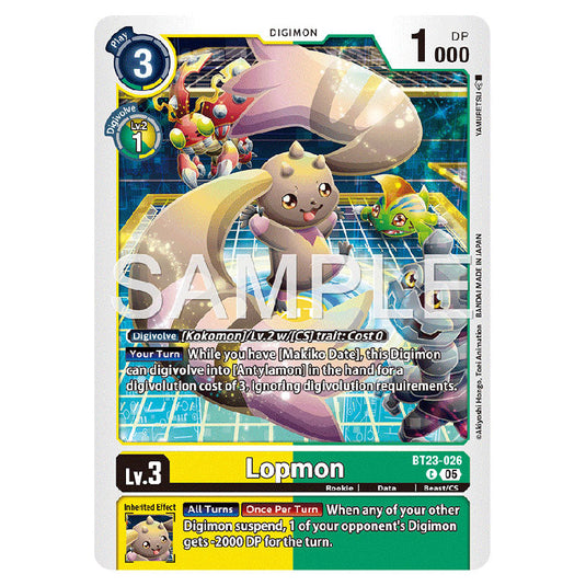 Lopmon BT23-026 card from the Digimon set BT-23: Booster Hackers' Slumber