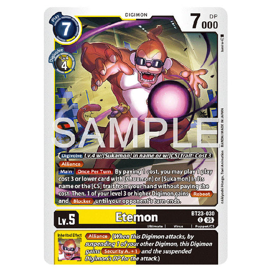 Etemon BT23-030 card from the Digimon set BT-23: Booster Hackers' Slumber