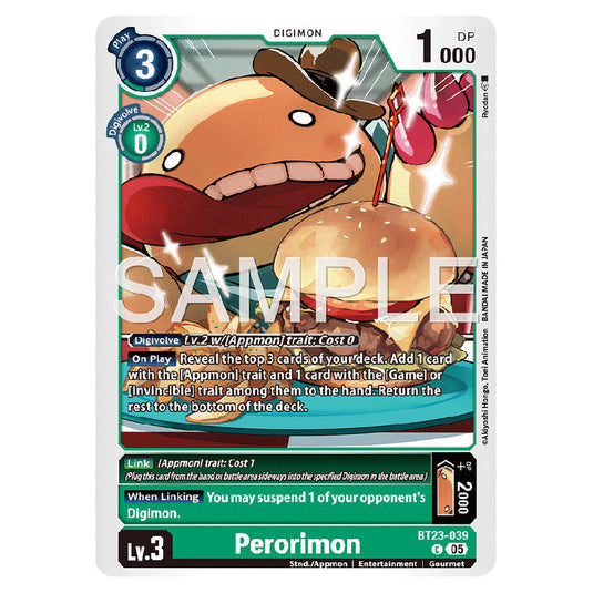 Perorimon BT23-039 card from the Digimon set BT-23: Booster Hackers' Slumber