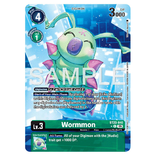 Wormmon BT23-040A card from the Digimon set BT-23: Booster Hackers' Slumber