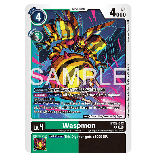 Waspmon BT23-042 card from the Digimon set BT-23: Booster Hackers' Slumber