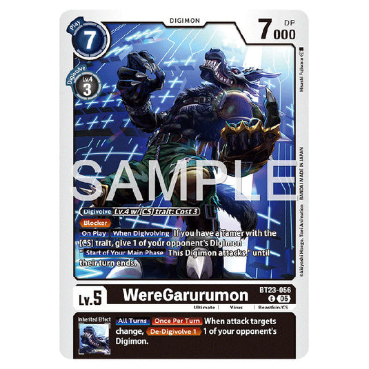 WereGarurumon BT23-056 card from the Digimon set BT-23: Booster Hackers' Slumber