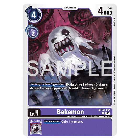 Bakemon BT23-064 card from the Digimon set BT-23: Booster Hackers' Slumber