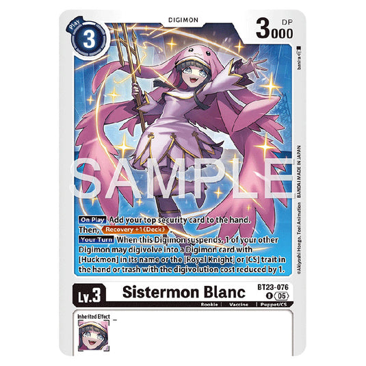 Sistermon Blanc BT23-076 card from the Digimon set BT-23: Booster Hackers' Slumber