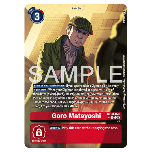 Goro Matayoshi BT23-078A card from the Digimon set BT-23: Booster Hackers' Slumber
