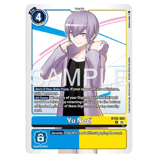 Yu Nogi BT23-080 card from the Digimon set BT-23: Booster Hackers' Slumber