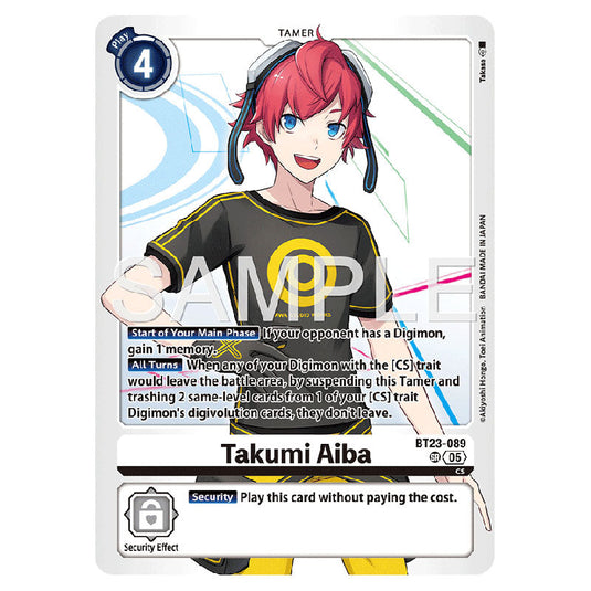 Takumi Aiba BT23-089 card from the Digimon set BT-23: Booster Hackers' Slumber