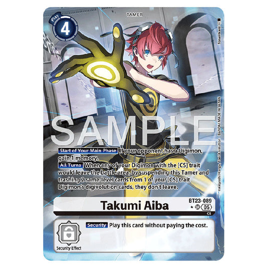 Takumi Aiba BT23-089A card from the Digimon set BT-23: Booster Hackers' Slumber