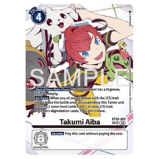 Takumi Aiba BT23-089B card from the Digimon set BT-23: Booster Hackers' Slumber