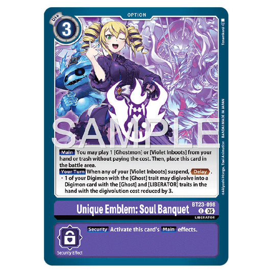 Unique Emblem: Soul Banquet BT23-098 card from the Digimon set BT-23: Booster Hackers' Slumber