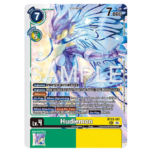 Hudiemon BT23-101 card from the Digimon set BT-23: Booster Hackers' Slumber