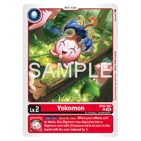 Yokomon BT26-001 card from the Digimon set Timeless Bonds