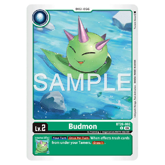 Budmon BT26-002 card from the Digimon set Timeless Bonds