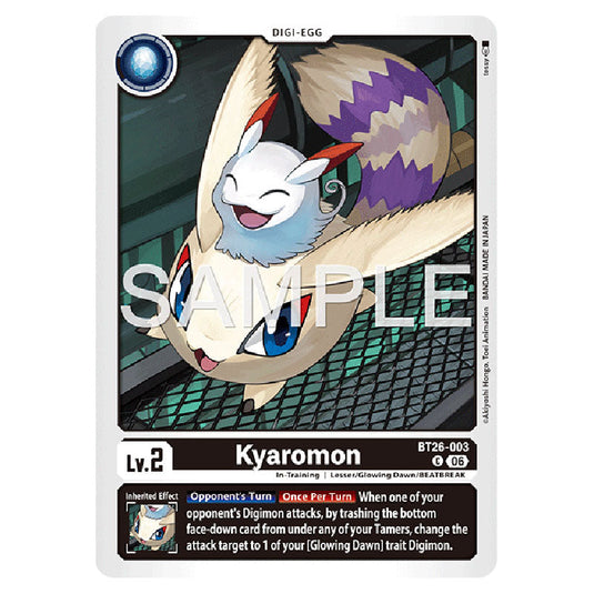 Kyaromon BT26-003 card from the Digimon set Timeless Bonds
